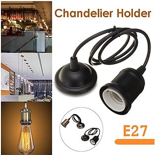 E27 Edison Retro Bulb Lamp Base Socket Vintage Pendant Hanging Light Holder (Black)