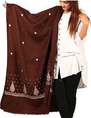 Brown Pan Palla Embroidered Shawl For Women SHL-180-13