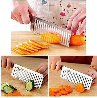 Wavy Blade Cutting Knife with Wooden Handle/French Fry Potato Cutter