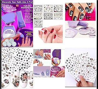 Professional  Nail Art Stamping kit Including 2 Multiple Design Nail Art stickers