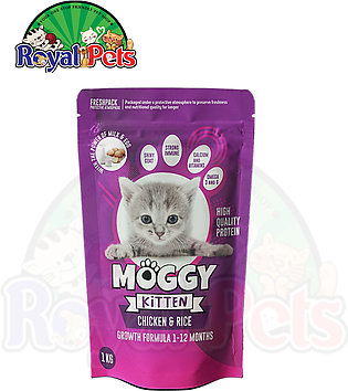 Moggy Cat Food- Kitten Dry Cat Food - Chicken & Rice - 1 KG For Kitten up to 12 month