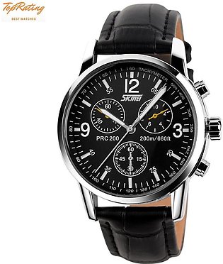 SKMEI Men Watches Business Fashion Casual Quartz Watch Steel Leather Three Eyes Dial Commerce Wrist Table Multi-occasion