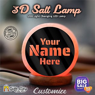 Gift City -  3D Acrylic Sheet Printed 7 Color Changing USB Himalayan Salt Lamp for Home Decoration, Night Light, Pink Salt Lamp, Asthma and Allergy Patients to Clean Room Atmosphere - SLP