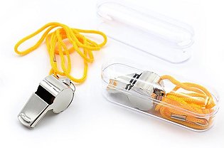 Football Soccer Referee Metal Whistle With Lanyard Silver Pea-Less Safety Whistles Sporting Goods