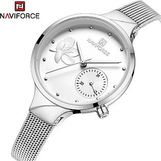 NAVIFORCE Ladies Rhinestone Stainless Steel Chronograph Wrist Watch For Girls With Brand Box-NF5001