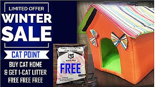 Cat & Kitten House - Multicolor - WITH FREE CAT LITTER (IMPORTED) - LIMITED TIME OFFER