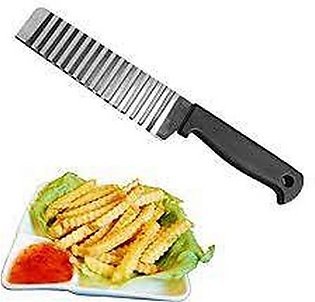High Quality Crinkle Fries Cutter Knife with Handle Stainless Steel Multi functional Potato Curly Corrugated Knife Kitchen Vegetable Wave Cutter Cutting