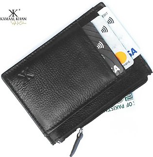 Genuine Mild Leather  Men's Zipper Purse Wallet For Men  No Fold Simple Wallet Clasp