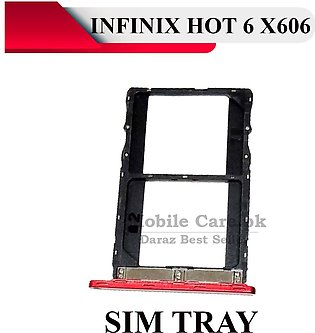 Infinix Hot 6 X606 SIM Tray Sim Jacket Sim Slot Sim Door For Hot 6 Infinix X606 - Red