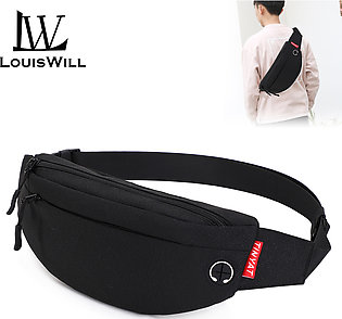 Louiswill Sport Waist Pack Cross Body Bag Pouch Bag Casual Men Chest Bag Men Fashion Shoulder Bag Waist Belt Bag Waterproof Oxford Cloth with Headphone Hole for Travel Outdoor