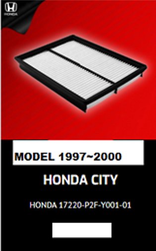 Air Filter HONDA City Cars Model 1997 ~ 2000 By Biturbo