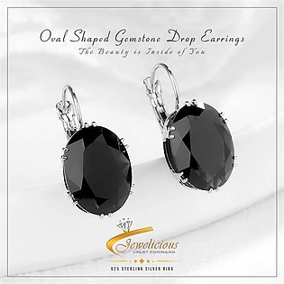 925 Silver Jewelry Earrings with Multicolor Oval Shaped Sapphire Gemstone Drop Earrings for Women Wedding