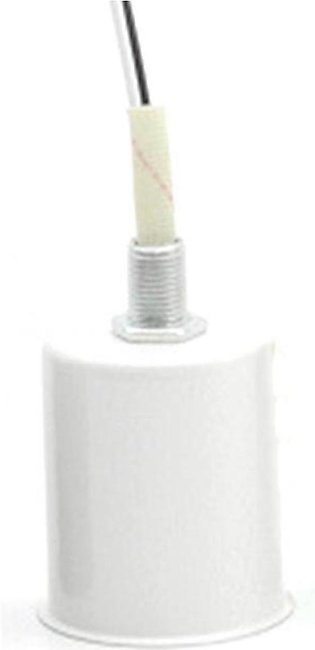 E27 Ceramic Screw Base Round LED Light Bulb Lamp Socket Holder Adapter metal Lamp Holder With Wire White