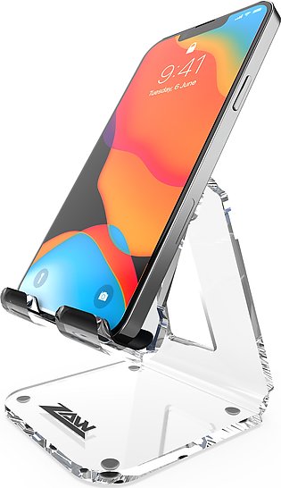 ZAW Mobile Stand Holder, Ergonomic Desk Phone Stand, Portable Acrylic Mobile Stand Phone Holder, Compatible with 13 12 Pro,11 S20 S10 S9 Smartphones, Mobile Accessories - Office Accessories