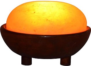 Rock Himalayan Salt Lamp Dome shape Best Massage Remove Toxins & Relax Tired & Achy Feet with Naeem Wooden Base & 15-watt bulb, UL-Certified Switch/ Dimmer Cord wire