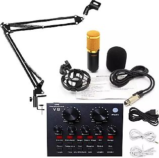 Bm 800 Condenser Microphone With V8 Sound Card & Microphone stand