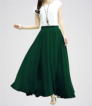 STYLE UP Green Chiffon ankle length Long Maxi Skirt For Women, Skirt For Girls
