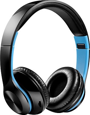 Wireless Headphones Bluetooth V5.0 Foldable Earphones W/Built-In Mic Support TF, FM, Aux Headsets for Pc/Cell Phones/Tv (Black+Blue)