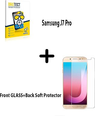 Samsung Galaxy J7 Pro Tempered Glass Screen Protector Polish Glass + Back Matte Protector Soft Skin Sheet Soft Film Protection For Samsung Galaxy J7 Pro
