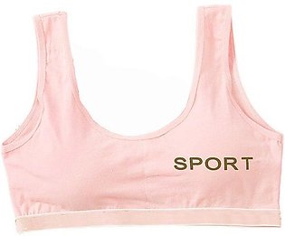 Teens Girls Sport Letters Printed Cotton Underwear Wireless Removable Padded Training Bra Seamless Stripes