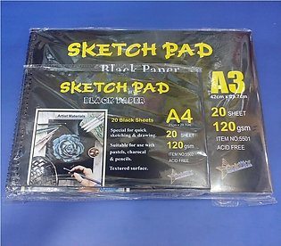 Sketch pad BLACK PAPER A4 size / 20 Black sheets
