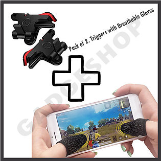 Pack of 2 - Gaming Touchscreen Anti-Sweat Breathable Finger Thumb Sleeve with Trigger Fire Buttons for Mobile Phone Games Pubg/Cod/Freefire/Fortnite