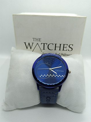 Watch For Women With Dark Blue Leather Strap