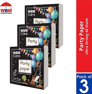 (Pack of 3) WBM Party Pack - 40S | Ultra Strong Absorbent & Reuseable Tissue Paper (2 Ply)