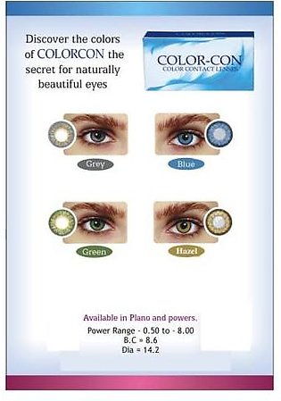 ColorCon Dailies One-Day Color Contact Lenses - Grey (-0.50 to -6.00 Power) with FREE KIT
