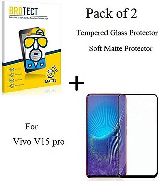 Vivo V15 Pro Full Black 9D5D6D10D11D21D Tempered Glass Screen Protector Full Glue Edge To Edge + Back Matte Protector Soft Skin Sheet Soft Film Protection  For Vivo V15 Pro