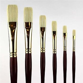 Flat Type Paint brush in excellent quality black and white bristle for artist in Nylon Hairs 6 pcs set from number 1-11