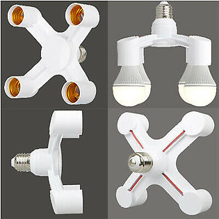 4 in 1 E27 2 Heads Lamp Bulb Holder Light Base LED Converter Adapter Socket Splitter