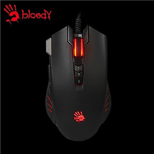 Bloody V9M - 2x Fire Gaming Mouse - 4000 CPI - 1 ms Response - Red Backlit - Extra Fire Button - Black