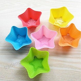 Pack of 6  - Star  Shape Silicone Muffin Cup Cake Mould