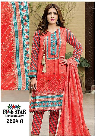 Five star Monsoon Summer Lawn Unstitched Suit  DN #2604-A
