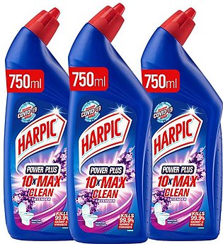 Harpic Toilet Cleaner Powerful 10x Max Cleaning Lavender 750ml - Pack of 3