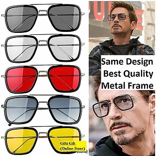 Iron Man Square Sunglasses For Men Metal Frame Tony Stark Shades