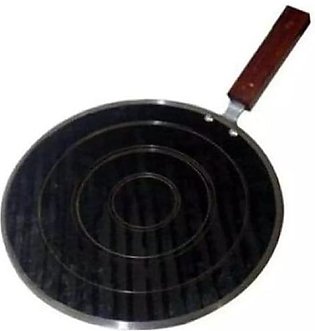 Iron Tawwa Majestic With Wood Handle - Black - Sizes are Available - 1 pc - Tawa , Tava  Kitchen Pan