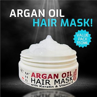 MHB Argan Oil Hair Mask - Deep Conditioning Keratin Hair Treatment with Vitamin E - Moisturizing and Restorative - 150ml