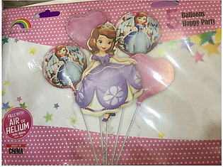 5pcs Princess Sophia happy birthday foil balloons in purple colour party decoration