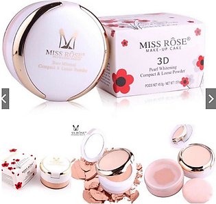 MISS ROSE Professional 3D Pearl Whitening Compact & Loose Powder (3 in 1) Available 3 Colors 45g