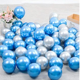 30 Blue & Silver Metallic Balloons Pack .