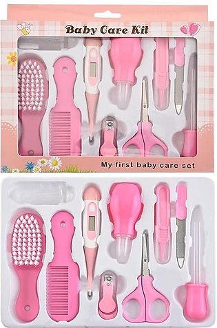 Momme 10Pcs Multi-Piece Baby Care Kit Newborn Hair Nail Thermometer Beauty Brush Kit Scissors Comb Teether Function Child Toiletry Kit Baby