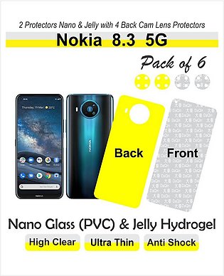 Nokia  8.3  5G - Pack of 6 - Screen Protector & for Back side with 4 pieces of back cam lens protectors