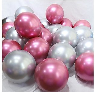 20 Pink & Silver Metallic Balloons Pack Of Quality Metal Balloons