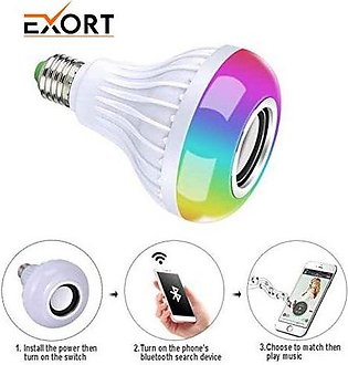 EXORT BEST Quality RGB Bluetooth Disco Light Speaker Remote Control Wireless Audio Music Multi Color Dimmable Lamp 12W Complete Kit Bluetooth Bulb For Party , Birthday , Wedding , Room , Lump , Decorations Ok Boss