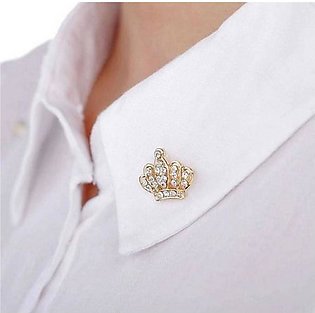 Crystal Crown Brooches Pins For Men Shirt Collar Broches