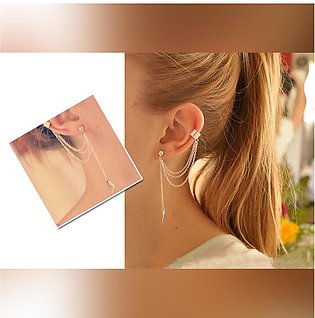1PC Metal Ear Clip Leaf Tassel Earring For Women - TM-E-12