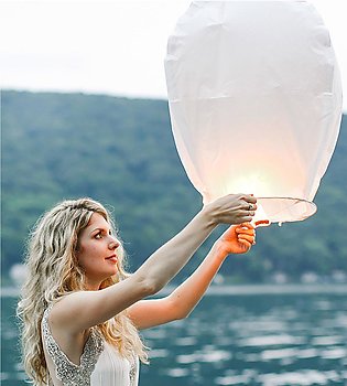 5 Pcs of Sky Lanterns Pack - Special Effect on  Birthday , Wedding , Bridal Shower, baby shower , Anniversary and Farewell Parties