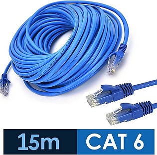 LAN Cable 15m CAT 6 Fixed Connectors 15 meter : 45 feet Ethernet Internet Wire
